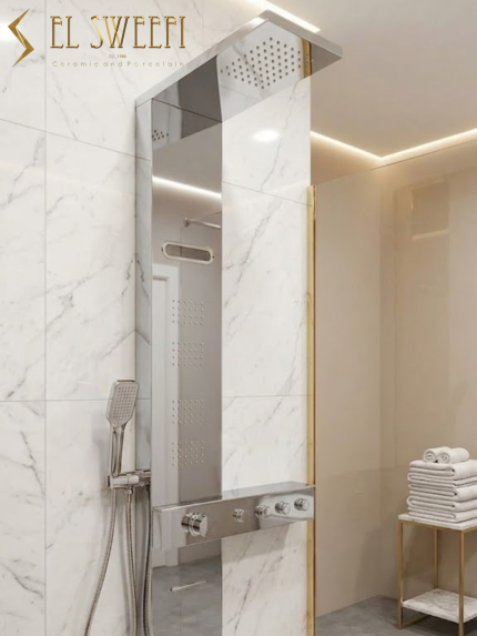 شاور بانل بالمسطرة وشلال 4 زرار من سباركل رقم 5952 سلفر لامع