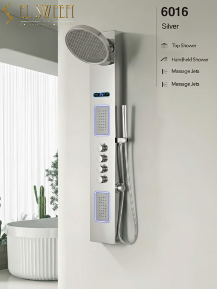 شاور بانل 4 محول شاشة مضيئه سباركل رقم 6016 سلفر لامع