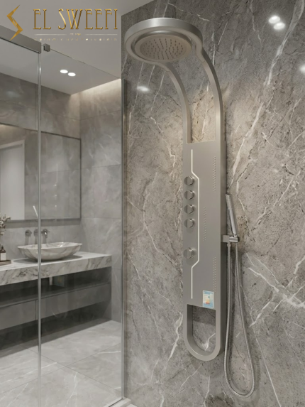 شاور بانل 4 محول ليد مضئ سباركل رقم  6001 سلفر