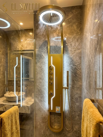 شاور بانل 4 محول ليد مضئ سباركل رقم  6001 ذهبي