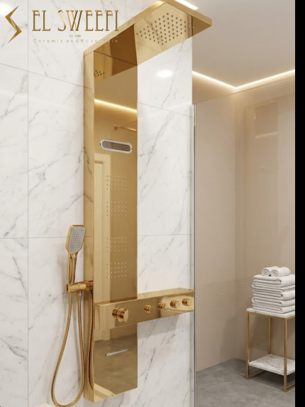 شاور بانل بالمسطرة وشلال 4 زرار من سباركل رقم 5952 ذهبي