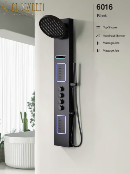 شاور بانل 4 محول شاشة مضيئه  سباركل رقم 6016 بلاك